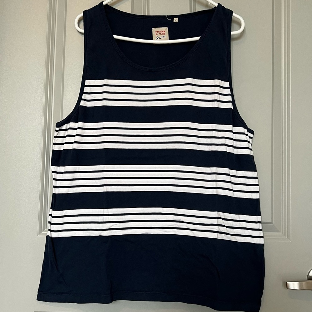 Mens XL Tank- Frank & Oak, Navy Stiped